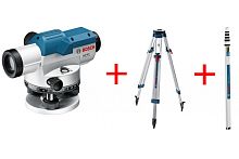 Оптический нивелир Bosch GOL 20D + штатив BT160 + рейка GR500 0.601.068.402 фото