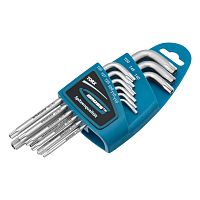 Набор ключей имбусовых Gross Torx -TT, 9 шт: T10-T50, удлиненные, S2, сатинированные фото
