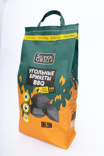 Угольные брикеты BBQ SuperGrill 3 кг. Угольные брикеты BBQ SuperGrill 3 кг. фото