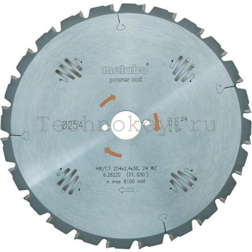 Metabo Пильный диск 216x2,4х30мм,HM,24WZ,5neg 628009000 Metabo Пильный диск 216x2,4х30мм,HM,24WZ,5neg 628009000 фото