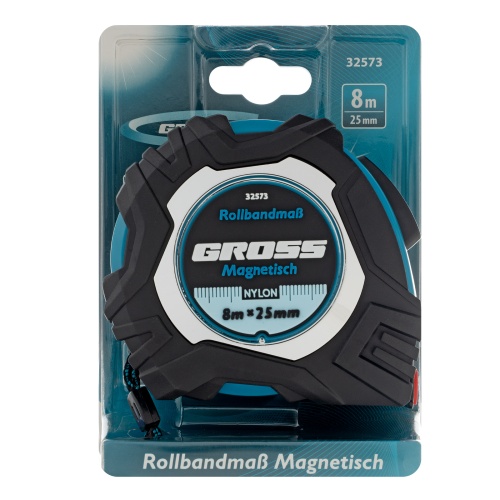 Рулетка Gross Magnetisch 8м х 25мм, обрезин. корп., автоматич. фиксация фото 4 Рулетка Gross Magnetisch 8м х 25мм, обрезин. корп., автоматич. фиксация фото фото 4