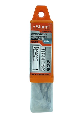 1055-04-6S-SS10 Cверло по металлу Sturm! 6,0х93 мм, сталь HSS, упаковка 10 шт 1055-04-6S-SS10 Cверло по металлу Sturm! 6,0х93 мм, сталь HSS, упаковка 10 шт фото