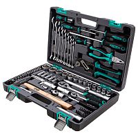 Набор инструментов Stels 1/2", 1/4", CrV, пластиковый кейс 76 предметов фото